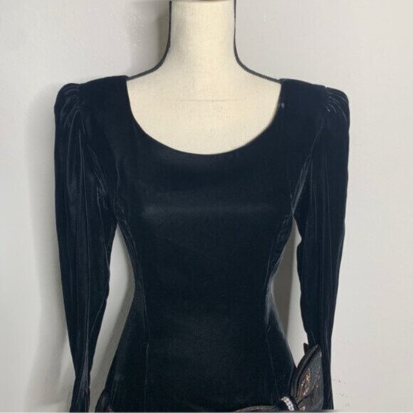 Rimini Black Vintage Velvet and Metallic Bubble Skirt Dress - Picture 7 of 16